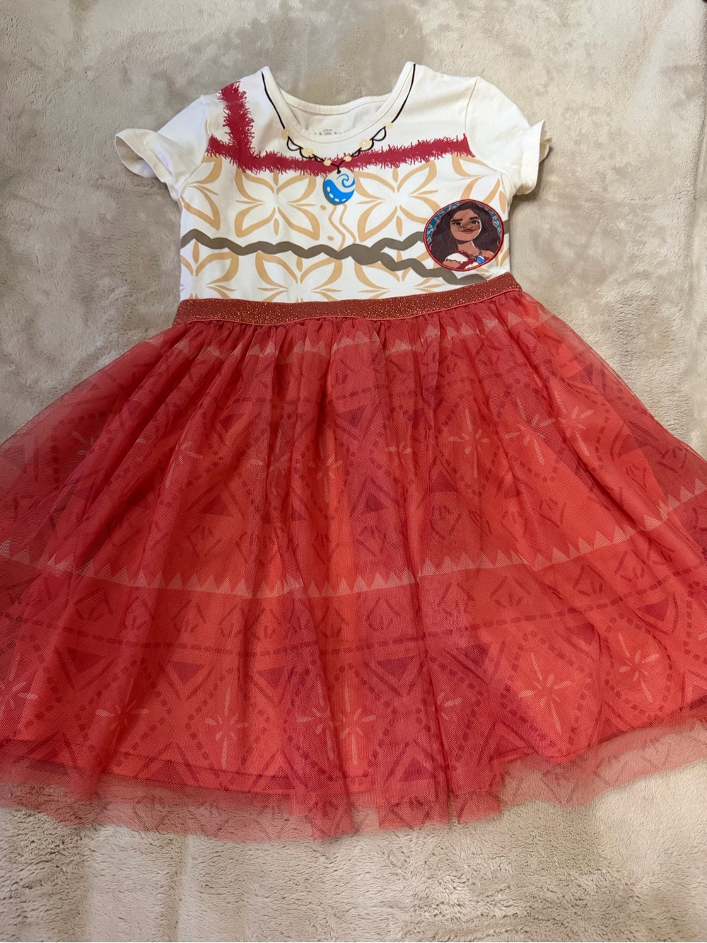 Disney Moana burnt orange and cream Tulle Dress for Kids Sz 6/7